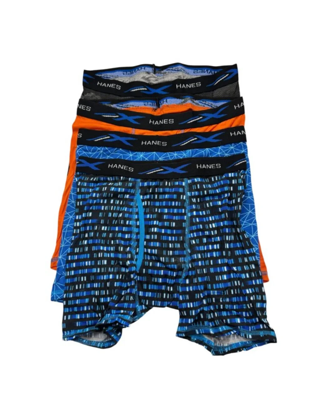 Hanes NEW 4-Pack Sport X-Temp Boxer Brief Youth XL(18) Black Blue Orange Tagless